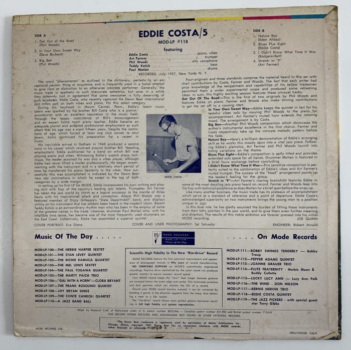 Eddie Costa Quintet (VG/G+) - Image 2